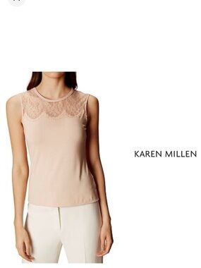 NWOT Karen Millen Pink Lace Tank Top Blouse